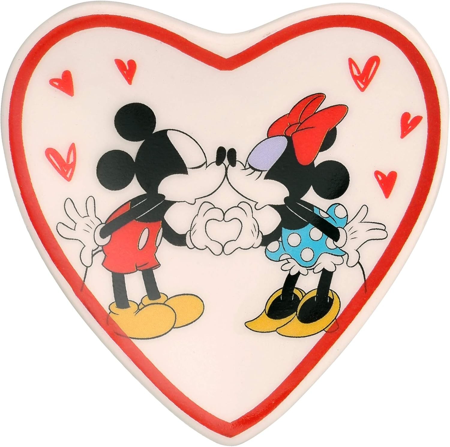 Disney Mickey and Minnie Multicoloured Ceramic Gift 3 piece Boxed Trinket Tray S