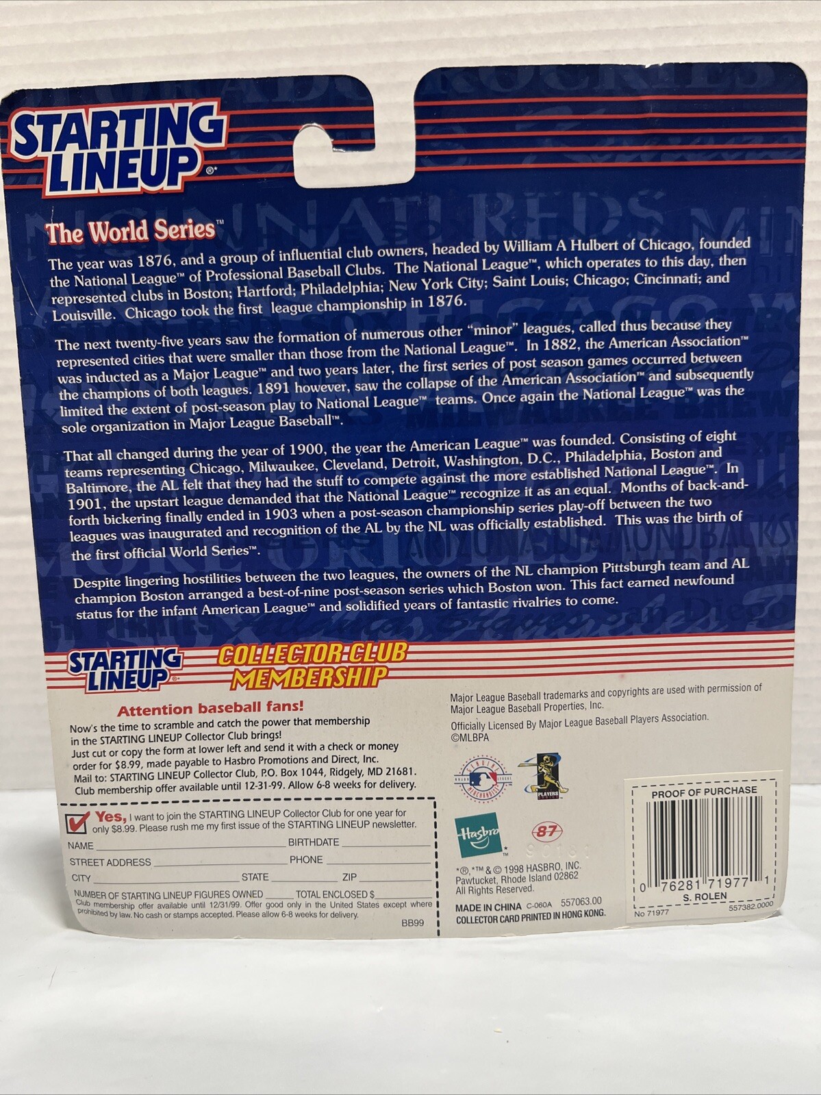 1999 Scott Rolen Philadelphia Phillies Starting Lineup Figure MLB