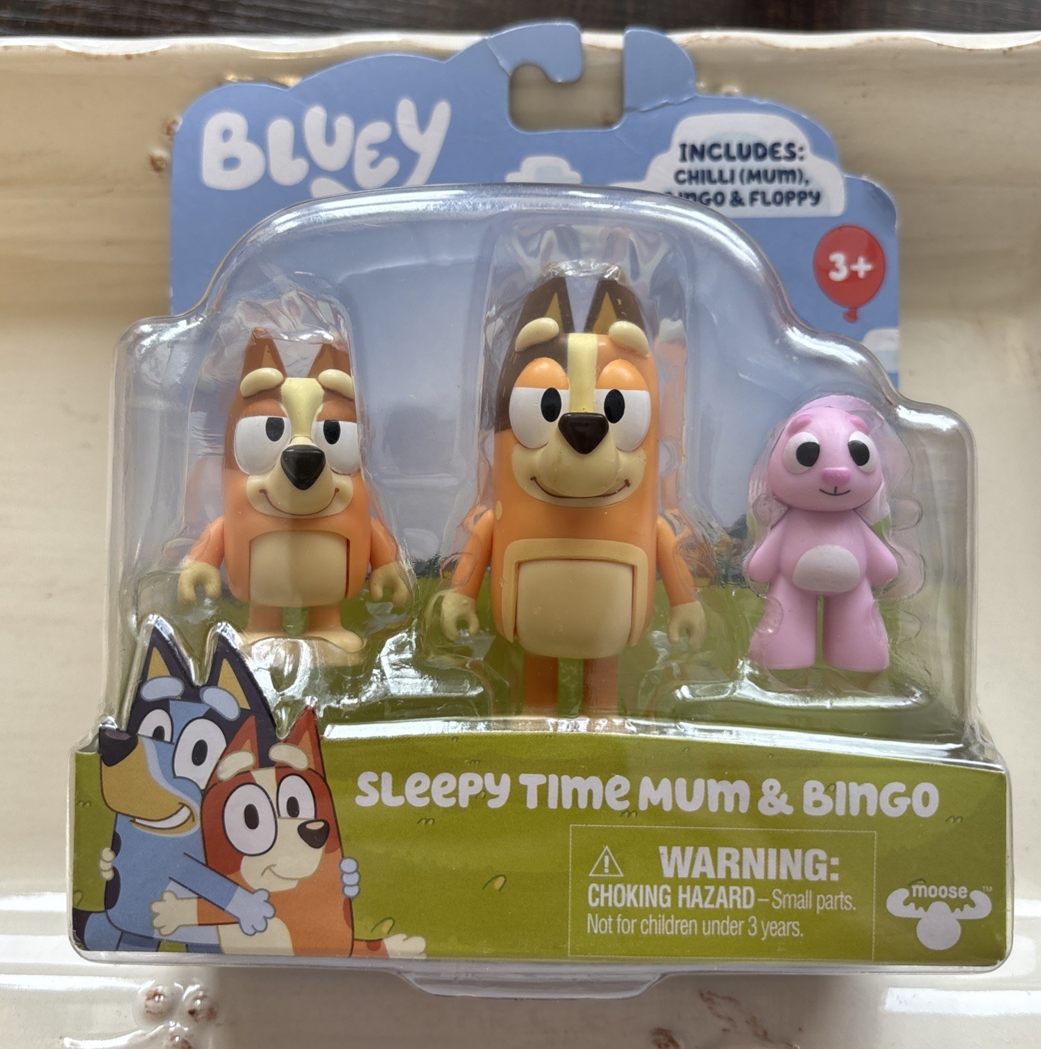 NIP Bluey – Sleepy Time Mum Chilli, Bingo & Floppy Bunny, 2.5″ Action Figures