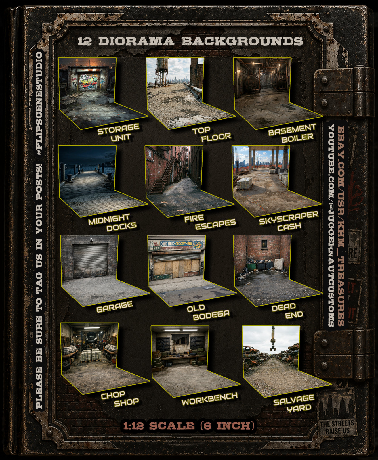 1:12 Flip Scene Studio Book 11 The Streets Urban Action Figure Diorama 6″ 6 Inch