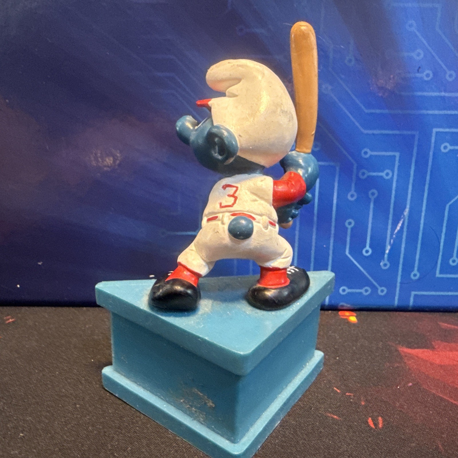 Vintage Smurfs Schleich Smurf-A-Gram Greatest Baseball Smurf PVC Mini Figure