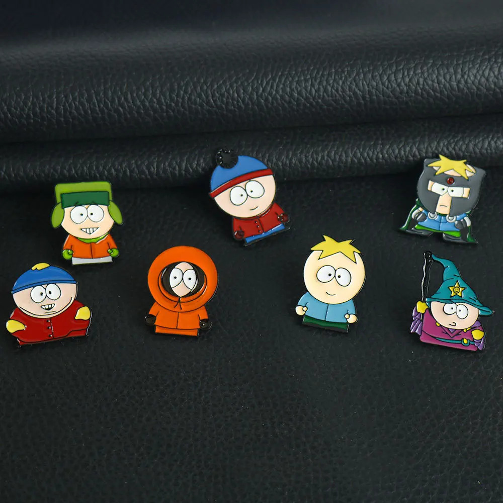 7Pcs/Set Cartoon TV Movie Cartman Figure Badges – Cute Lapel Pins for Backpacks