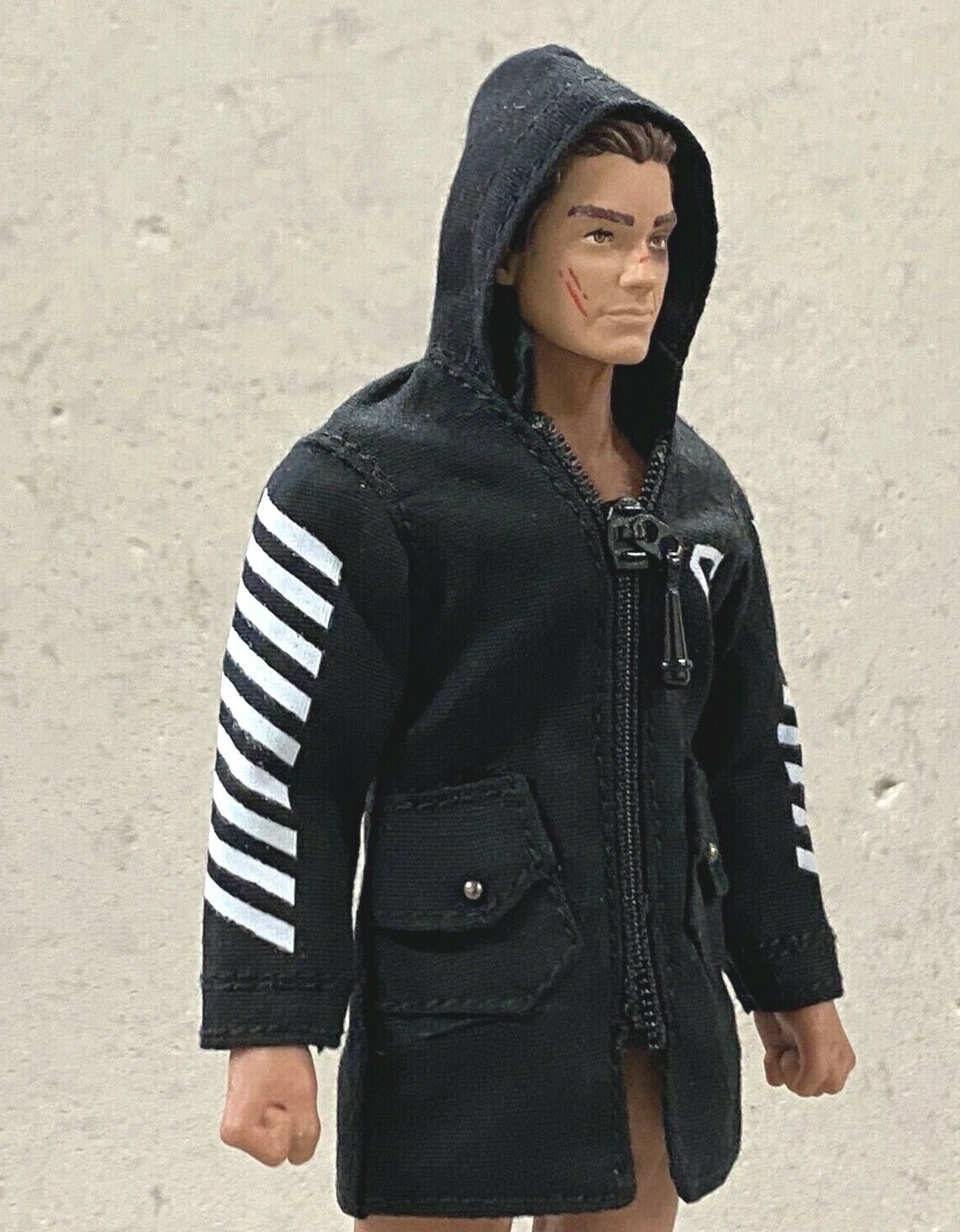 VD-ZPJK-BK: 1/12 black zipper hoodie jacket for 6″ slim action figure body