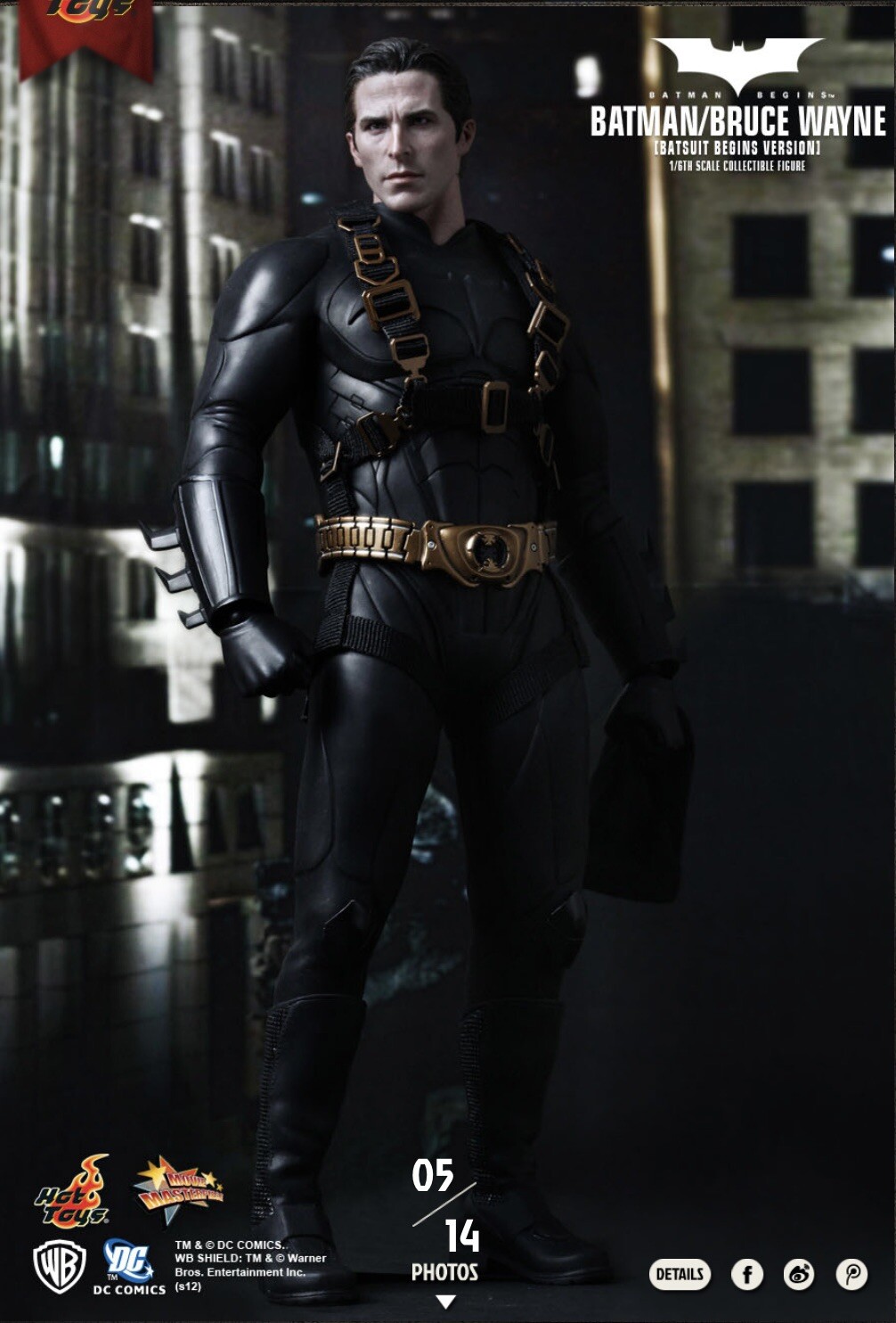 HOT TOYS FIGURE 16 DC BATMAN BRUCE WAYNE BATSUIT BEGINS VER 901489 G1N