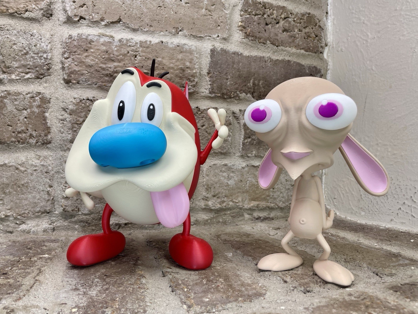 REN & Stimpy 3D Printed Toy Figures 90s Retro Cartoon TV Show Fun Nostalgia Gift