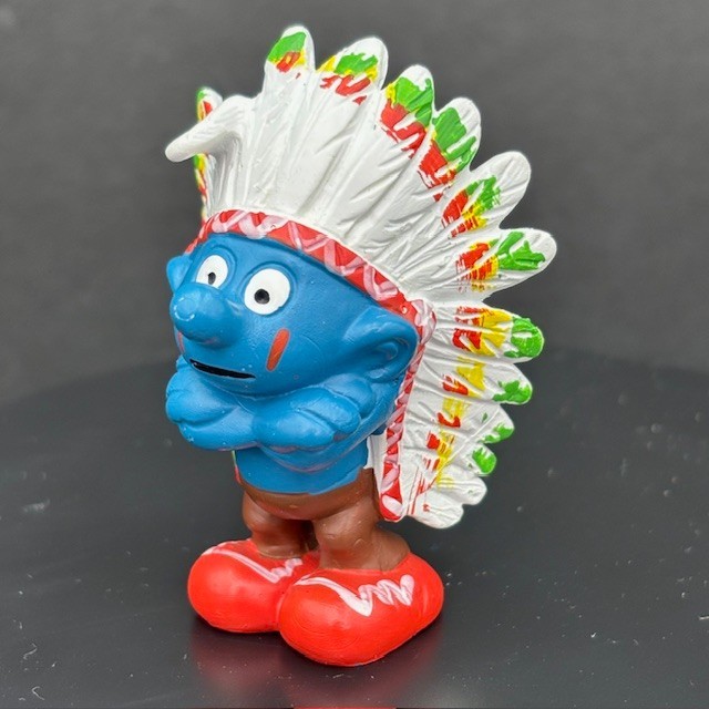 Smurfs 20144 American Indian Smurf Chief Colorful Headdress Vtg Schleich Figure