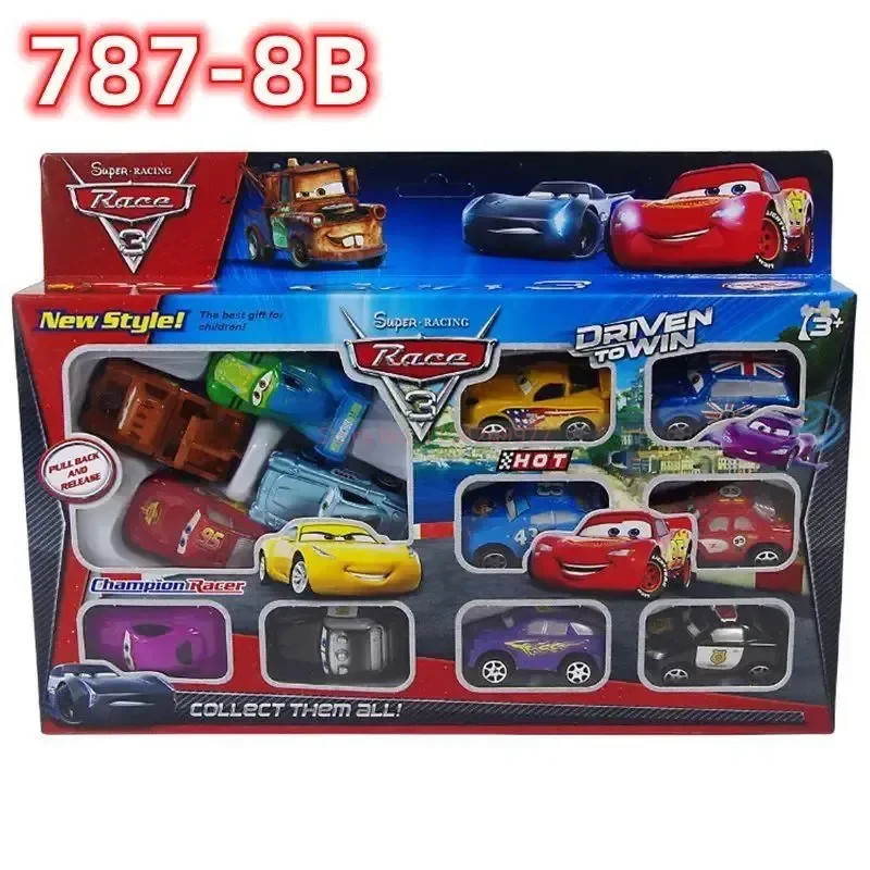 12PCS Cars Lightning McQueen Mater Jackson Storm PVC Pull Back Car Toy Set Gift