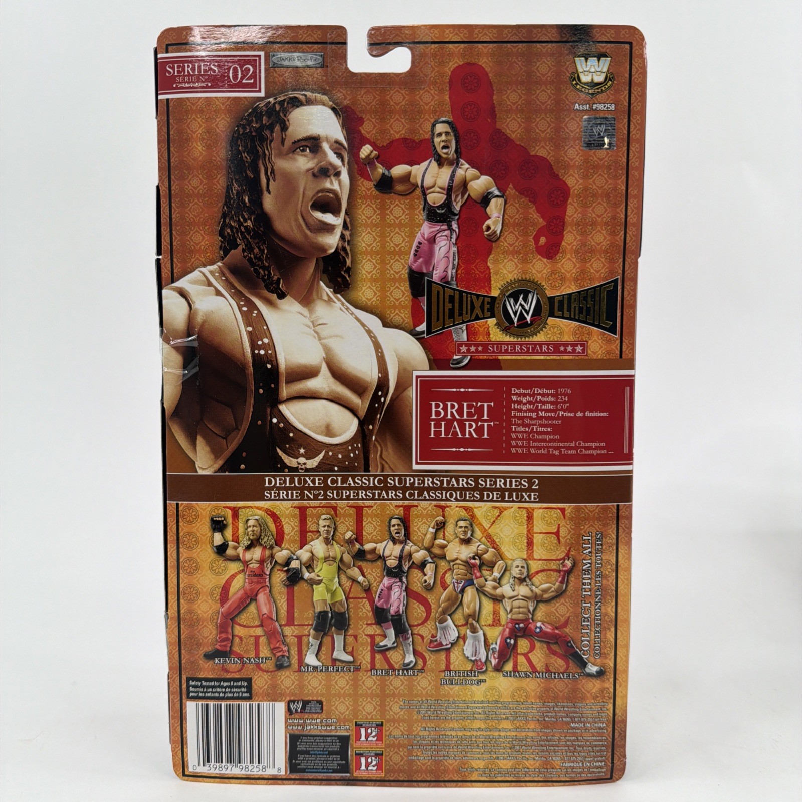 2007 Jakks Pacific WWE Deluxe Classic Series 2 Bret Hart Factory Sealed NIP